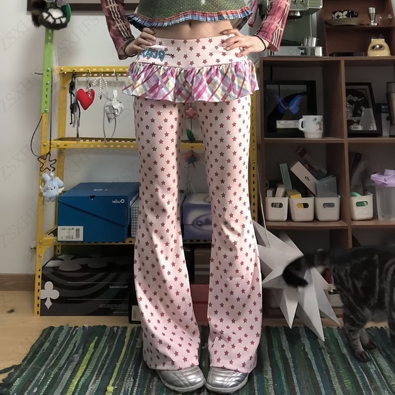 Pantalon amincissant japonais Kawaii pour femmes, vêtements Harajuku Cuteore Wave point, pantalon taille haute, pantalon esthétique Y2k