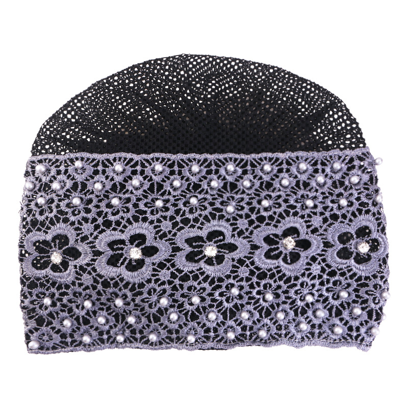 Casquette Turban en dentelle brodée de perles pour femmes, couvre-tête respirant, couvre-chef islamique, Bonnet Turbante Mejur