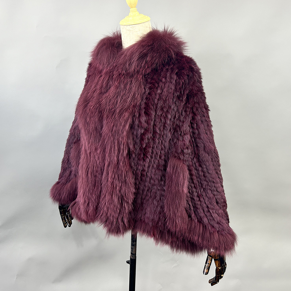 Châles en Fourrure de Lapin group pour Femme, Col en Fourrure de Renard, Pashmina, Wraps, Patients, Cape, Manteau, Veste, Luxe, Automne, Hiver