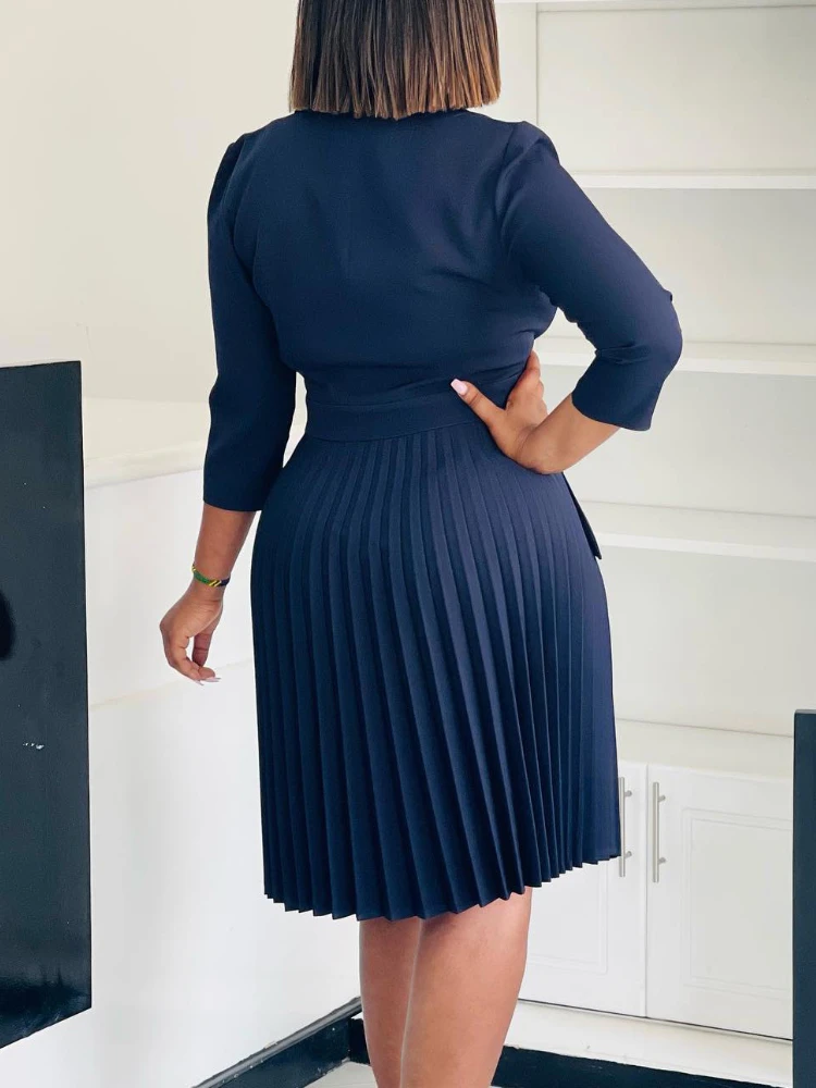 Robes élégantes pour femmes, blazer à col rabattu, plissé, modeste, bureau d'église, vêtements de travail pour dames, africain, mince, automne, nouveau