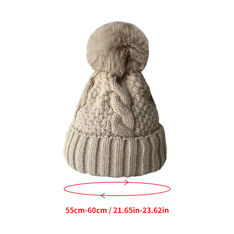 Femmes hiver tricoté bonnet chapeau fausse fourrure hiver chapeaux fourrure Pom chaud gros tricot crâne casquette mignon mode tricot bonnet