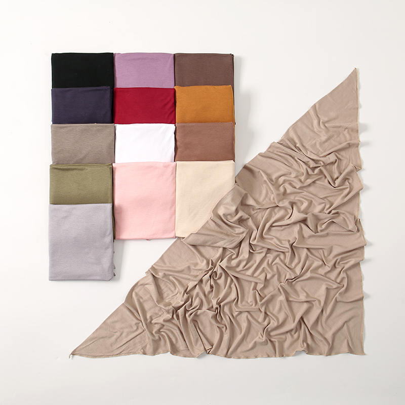 Écharpe Triangle unie, Jersey Modal solide, Hijab élastique, châles musulmans, châles en coton doux, enveloppes islamiques, foulard