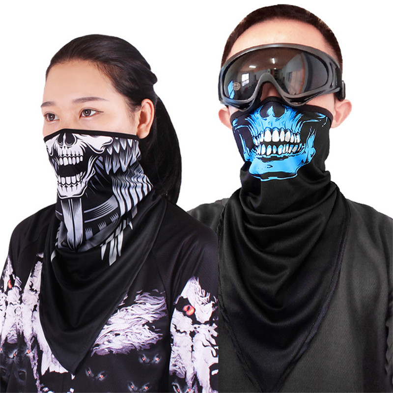 Masque facial multifonctionnel pour moto, écharpe magique triangle, écharpe coupe-vent et anti-poussière, bandana tête de mort populaire, unisexe, 2024