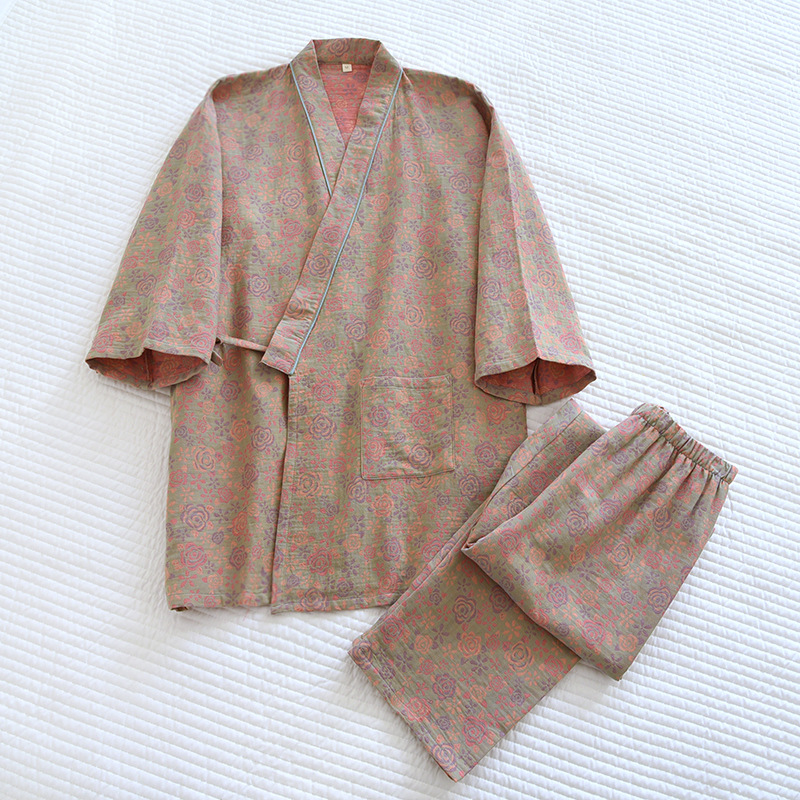 Ensemble Kimono Japonais Décontracté pour Femme, Pyjama Trempé, Vêtement de Maison, Demi Manches, Nouvelle Collection