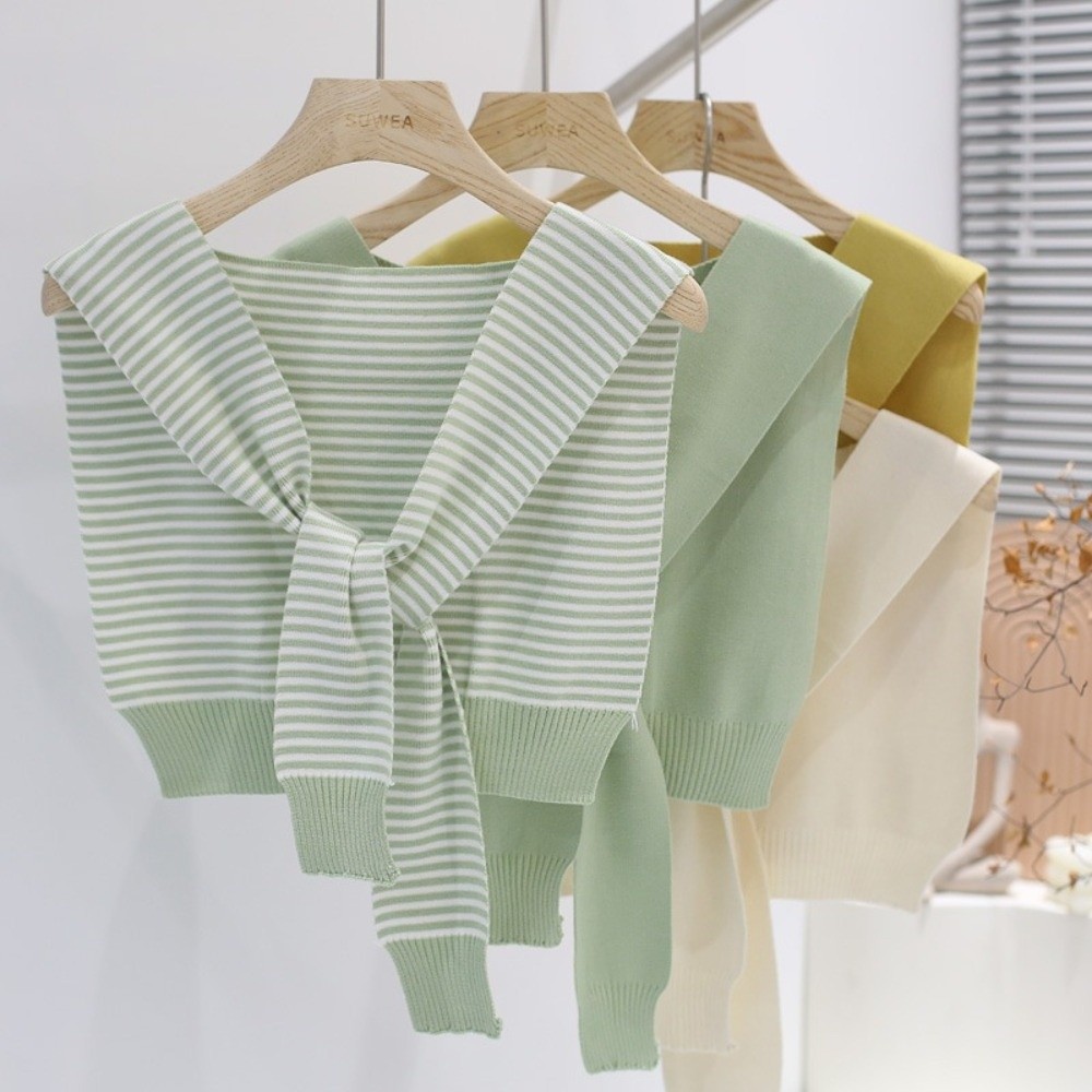 Écharpe châle tricotée tendance, design à nœuds fins, cape en laine, couleur unie, protège-cou, faux col pour femme