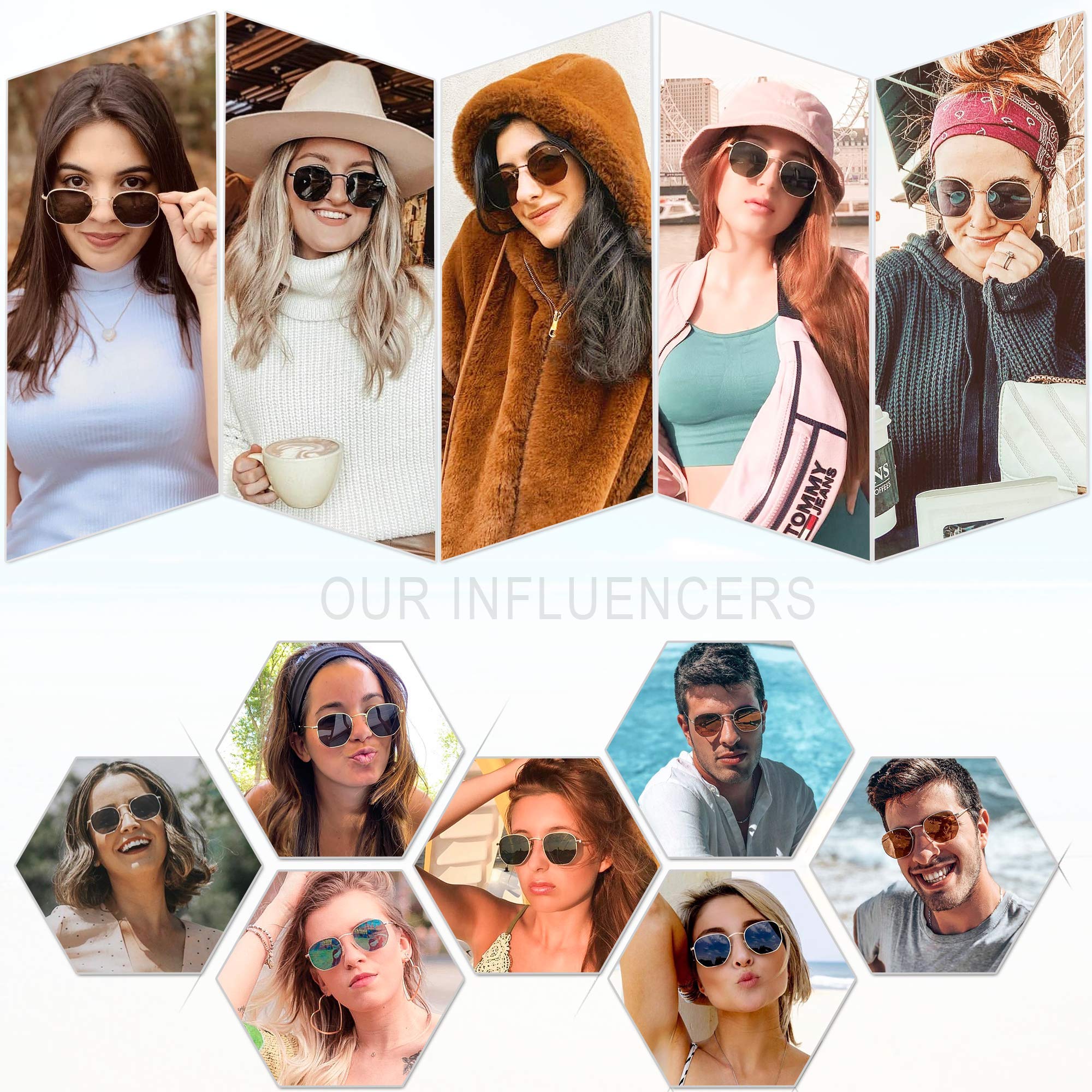 Lunettes de soleil polarisées carrées pour femmes et hommes, petites lunettes hexagonales à verres polarisés, lunettes de soleil tendance, lunettes classiques, protection UV400