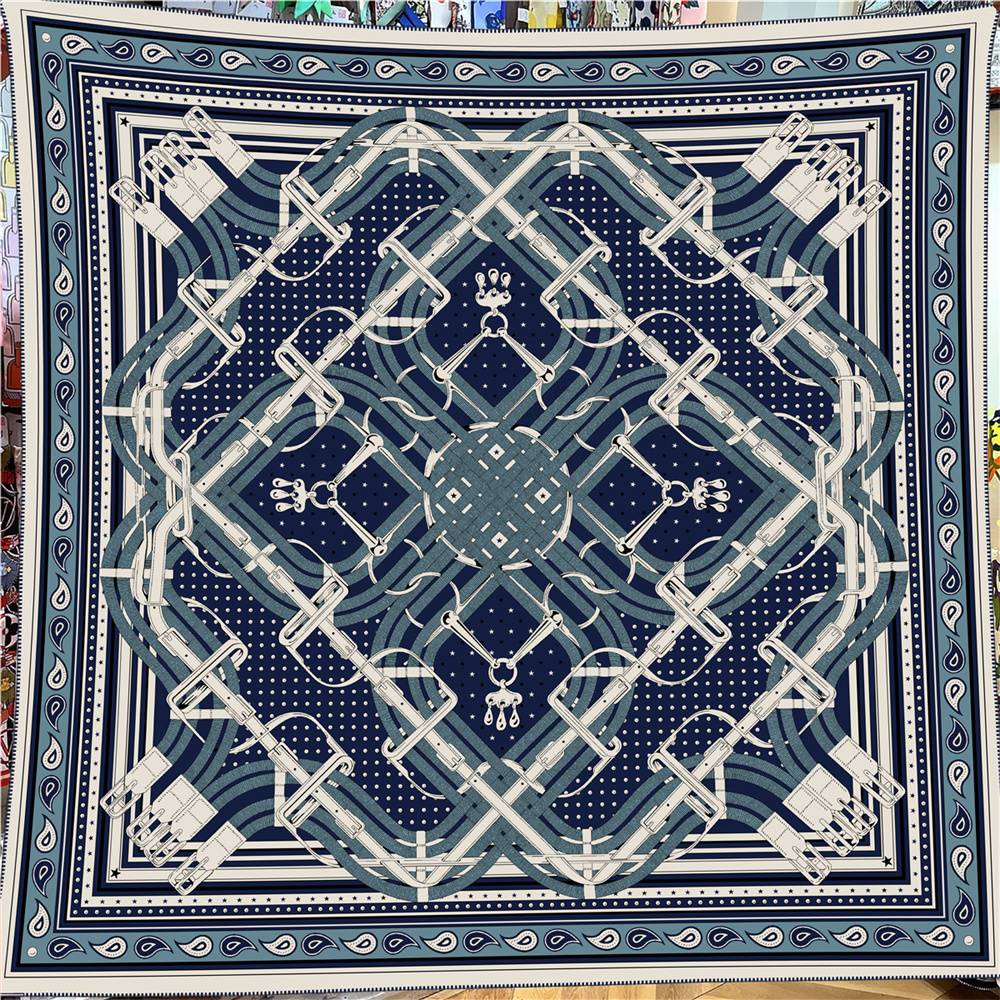 Écharpe d'hiver en soie et cachemire, châles imprimés effet fondant, pashmina chaud, foulards carrés pour femme, écharpes enveloppantes, hijab, bandana 135CM