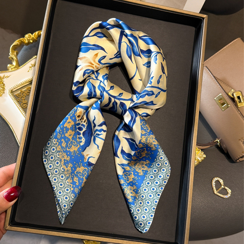 Nouveau Foulard en Satin 2026 pour Femme, Imprimé, Bandana, Petit Cache-cou, Hijab, Châle Carré pour Femme et Fille