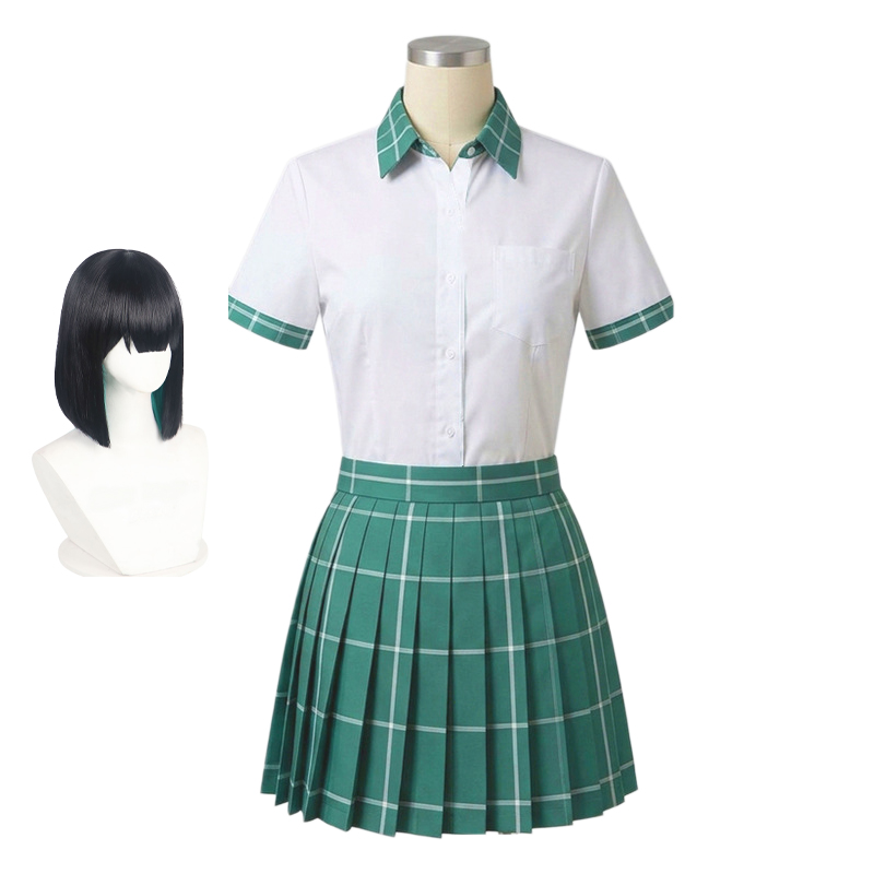 Nouvelle tenue de cosplay Anime ALIEN STAGE Sua Mizi Hyuna, uniforme scolaire Anakt Arts, jupe écossaise verte JK, perruques, tenue d'Halloween