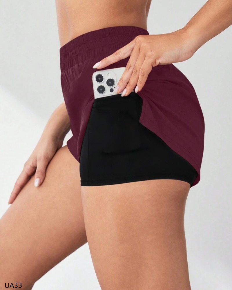 Short de sport taille haute pour femmes, avec poche Double couche, ajustement serré, Design Slim pour la course à pied, séchage rapide