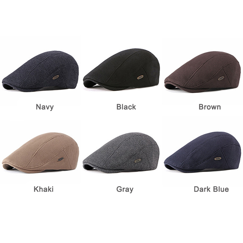 Béret rétro chapeaux pour homme automne hiver tricot laine hommes plat Ivy casquettes chaud couleur unie conduite gavroche chapeau femmes casquette