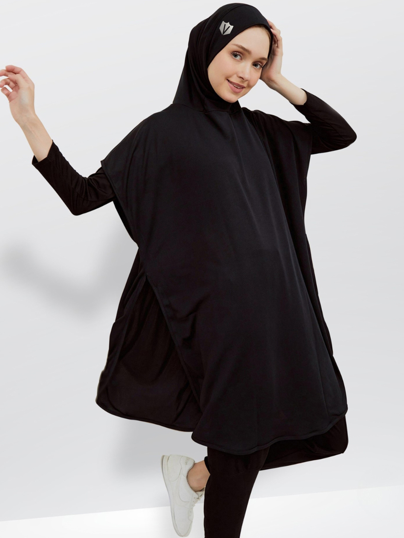 Hijab sportif modeste à capuche pour femmes, veste de sport islamique arabe musulmane, haut sans manches pour la gym et le yoga, hijab sportif modeste grande taille