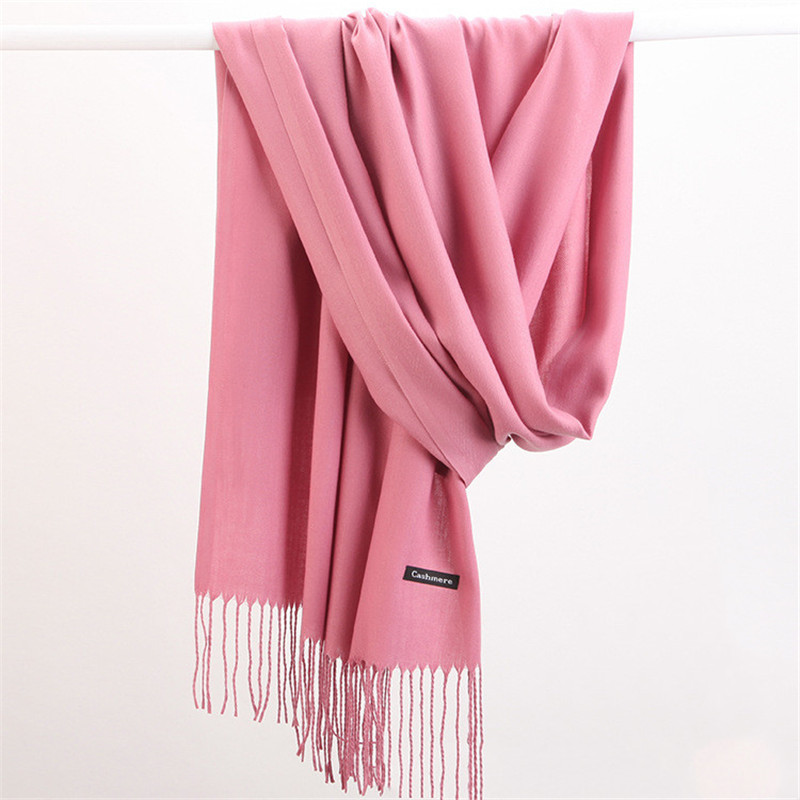 Mode couleur unie 2023 femmes écharpe hiver Hijabs Tessale glands longs châles de dame cachemire comme Pashmina Hijabs foulards enveloppes