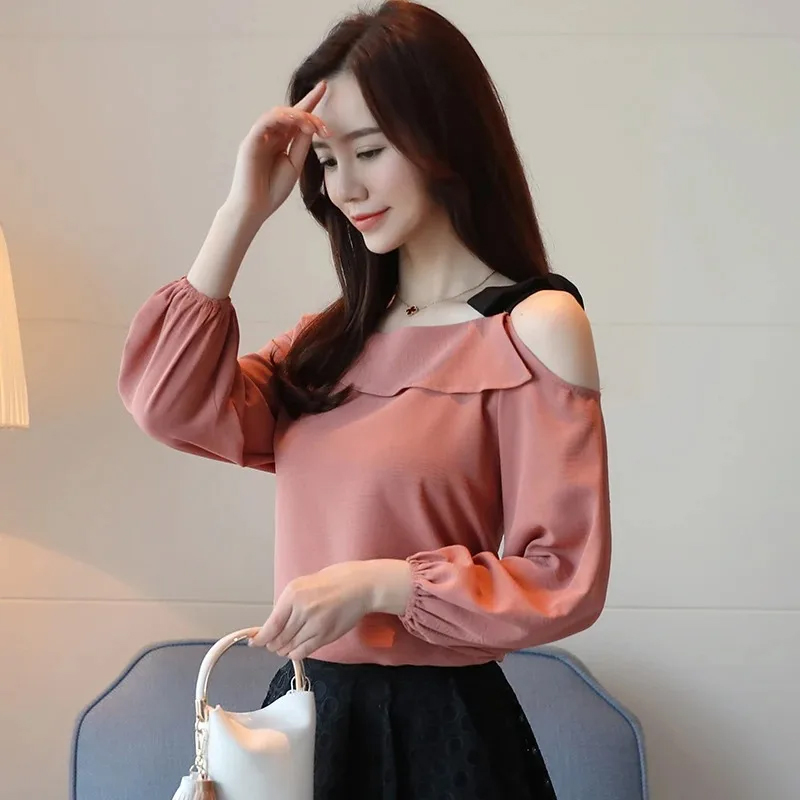 Blouse d'été élégante pour femme, coupe ample, épaules dénudées, couleur unie, style simple et chic, chemise de bureau à manches courtes, Blusas