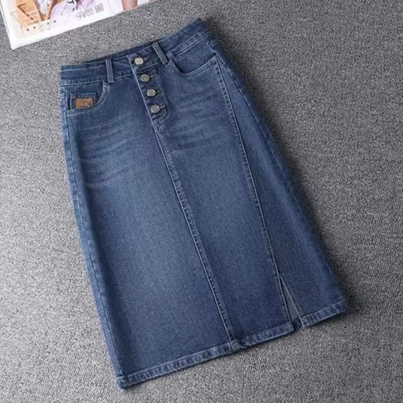 Jupe en jean taille haute fendue pour femme, jupes fourreau sexy, streetwear vintage, mode féminine, printemps, été