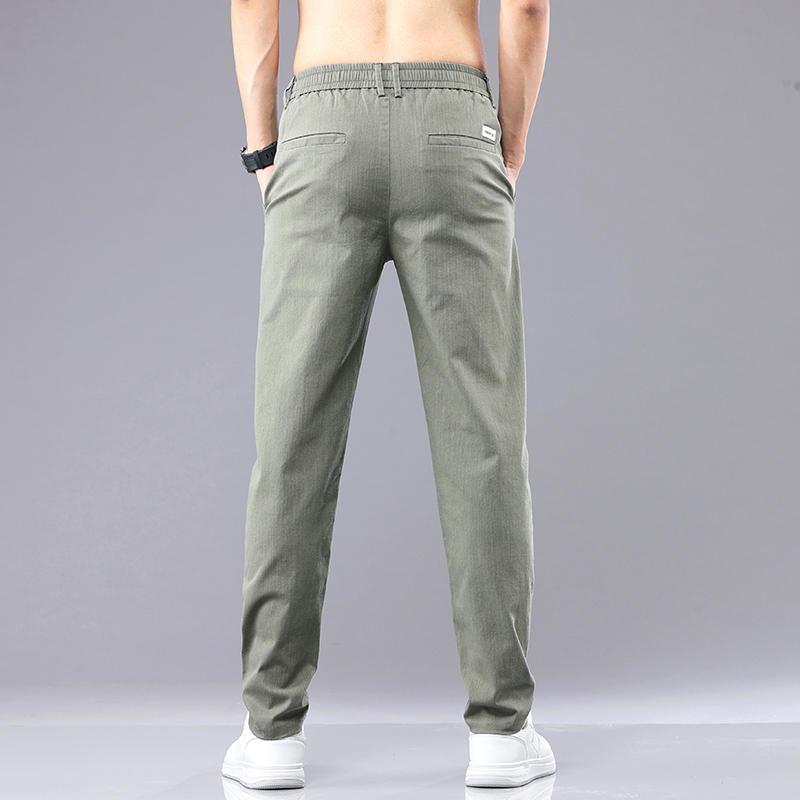 6 couleurs été hommes classique coton couleur unie mode affaires pantalons décontractés taille élastique mode coréenne hommes vêtements 28-38