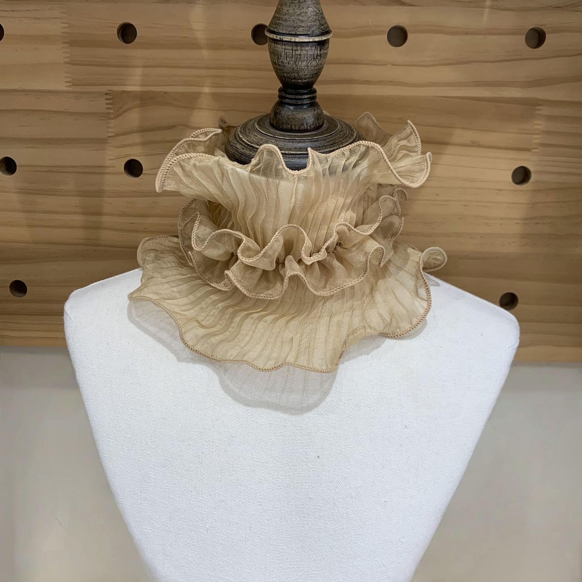 Écharpe en dentelle pour femmes, col décoratif plissé fin, faux col, respirant, élégant, adapté à toutes les saisons, printemps et été
