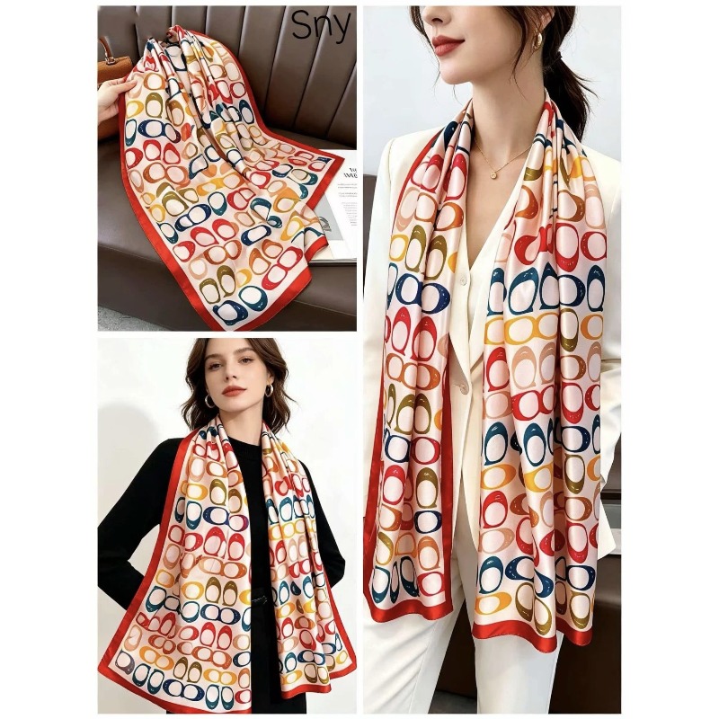 Écharpe de luxe pour femme 180x90 cm, foulard en soie douce de qualité supérieure, châle, couvre-maillot de plage, bandana pour femme