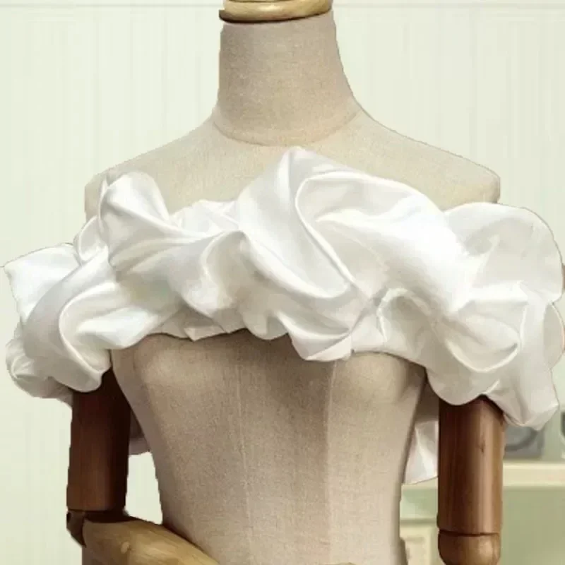 Châle de mariée en Satin à une épaule, couvrant les seins latéraux, à bretelles, pour robe de soirée, écharpe, accessoires pour robes de mariée