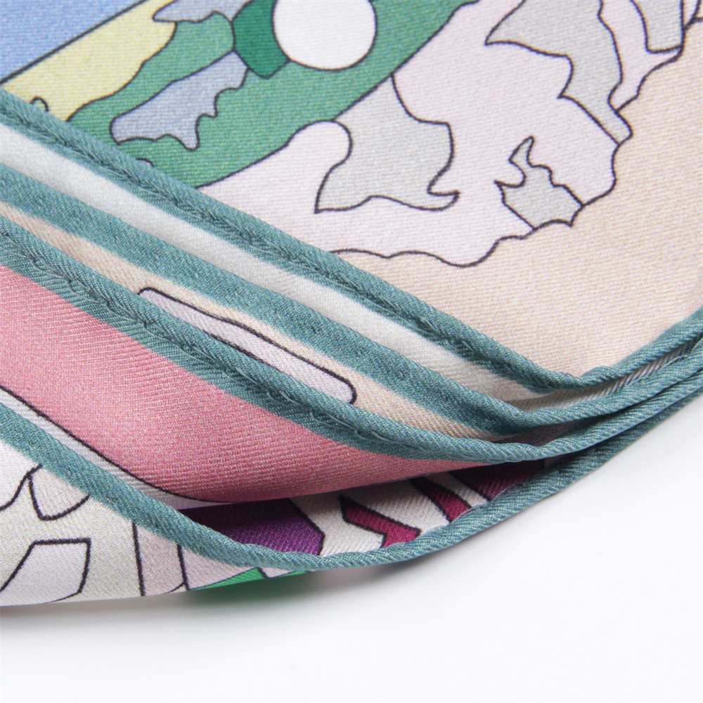 Foulards en soie de marque enveloppes Double imprimé foulard en soie sergé femmes châles Design de luxe Hijabs mode carré châle bouclé 90CM