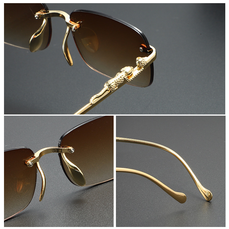 Lunettes de soleil carrées sans monture, bords taillés en diamant, lunettes de soleil tendance pour hommes et femmes, lunettes de voyage haut de gamme, petites montures