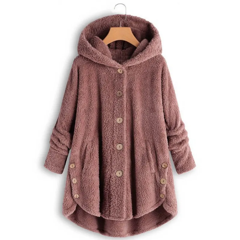Automne hiver manteau femmes chaud ours en peluche manteau laine veste femme en peluche manteau à capuche nouvelles femmes manteaux couleur unie veste
