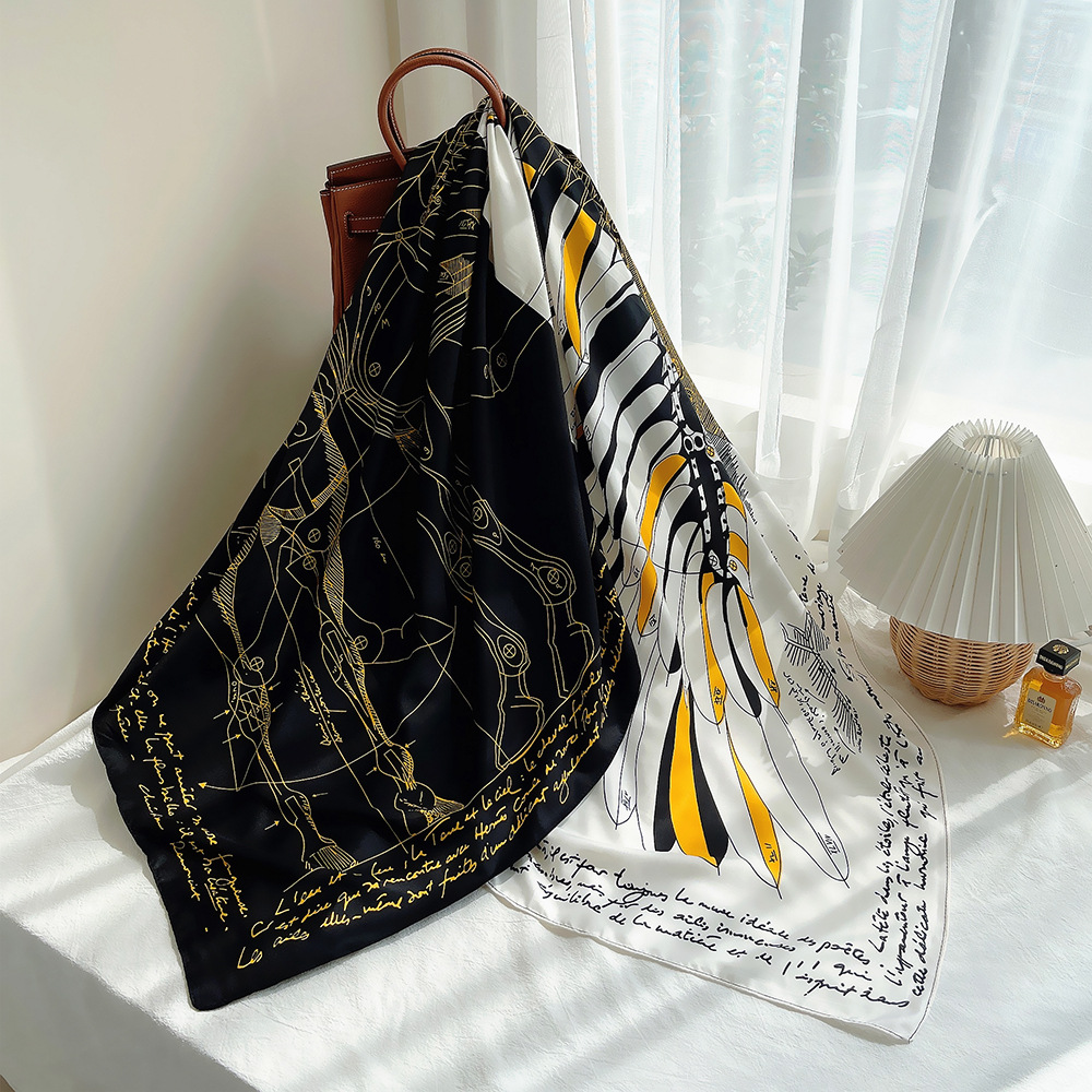 130cm 100% foulard en soie marque foulard carré Design de mode Pegasus femmes châle Bandana foulard foulards pour dames