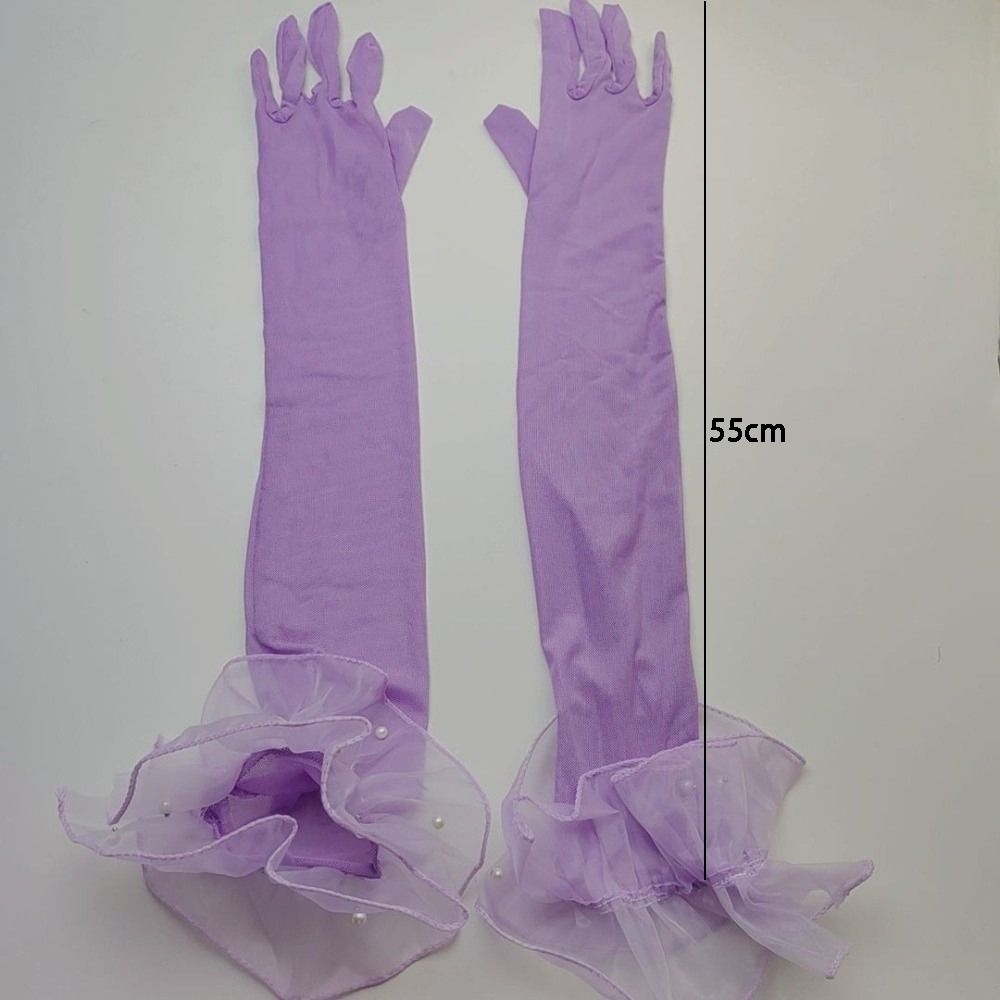 Gants longs en soie noire tendance avec dentelle transparente et perles, gants d'étiquette, manches de protection solaire pour femme