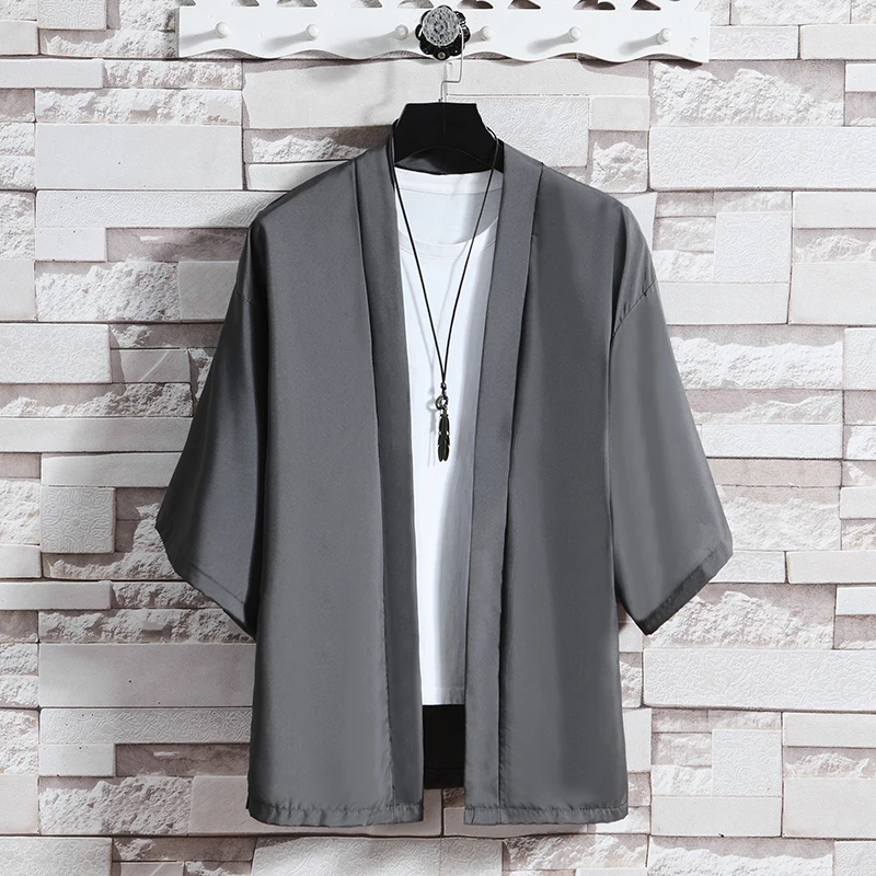 Costume japonais chemise hommes été Kimono Style Harajuku hauts manteau japon Haori à manches courtes traditionnel chemise ample décontractée Yukata