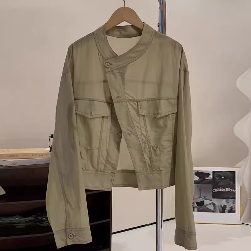 Chemise de protection solaire à manches longues en soie glacée pour femmes, manteau d'été, ample, léger, court, climatisation, chemise décontractée respirante
