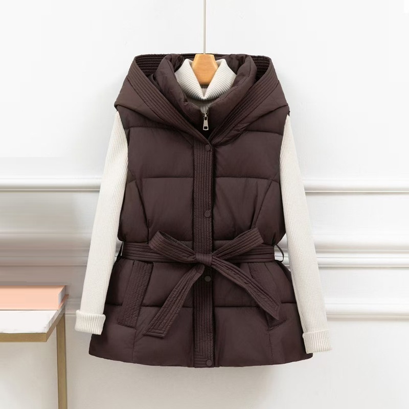 Hiver vers le bas coton gilet veste femmes 2025 nouveau sans manches à capuche bouffant Parkas chaud gilet manteau femme gilet dames pardessus