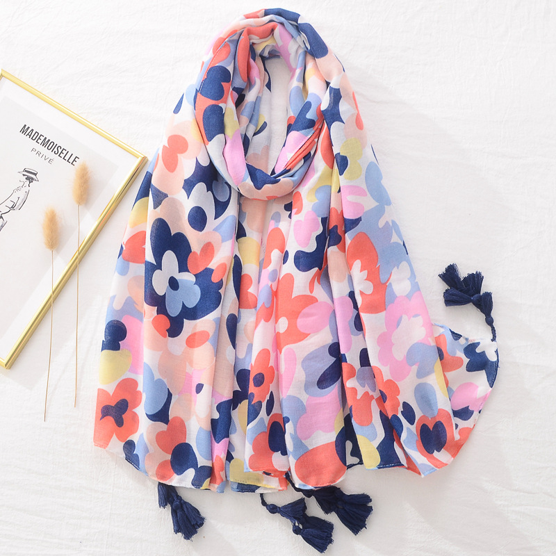 Nouvelle marque de mode léopard Floral gland Viscose châle écharpe dame luxe Pashmina Hijabs et enveloppes Foulard musulman Sjaal 180*90Cm