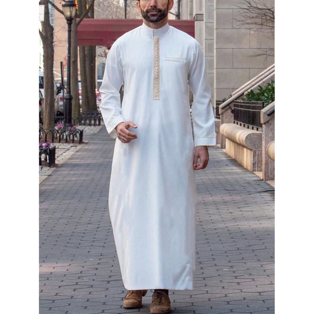 Nouvelle Robe musulmane traditionnelle pour hommes, noire, élégante, de luxe, brodée, Simple, décontractée, ample