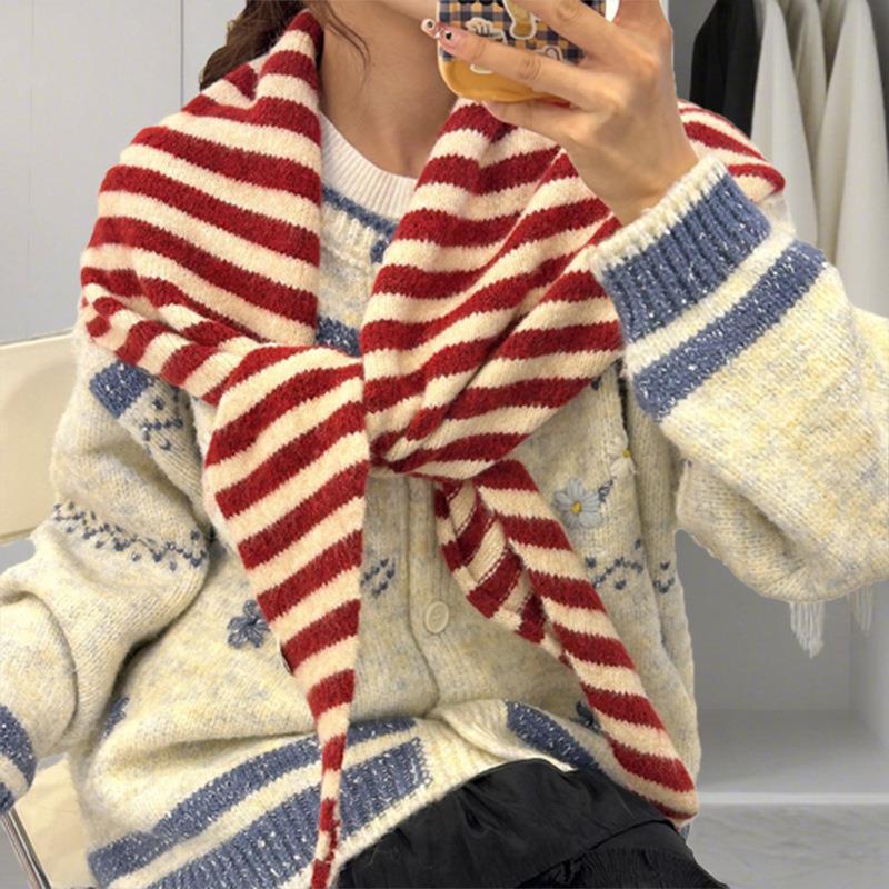 Écharpe triangulaire en laine australienne hiver chaud doux tricoté Triangle écharpe mode coréenne Bandana foulard dame laine foulards