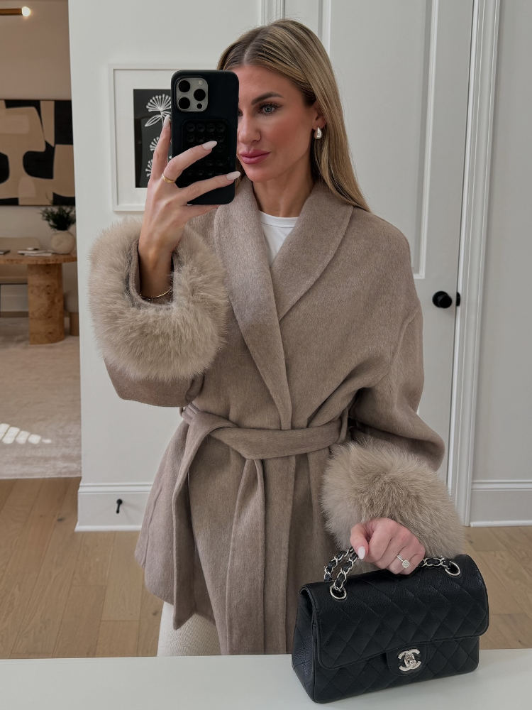 Manteau en laine à col roulé pour femme, élégant, col montant, bouton à une rangée de boutons, manteau ample avec nœud, manteaux de rue pour les déplacements quotidiens