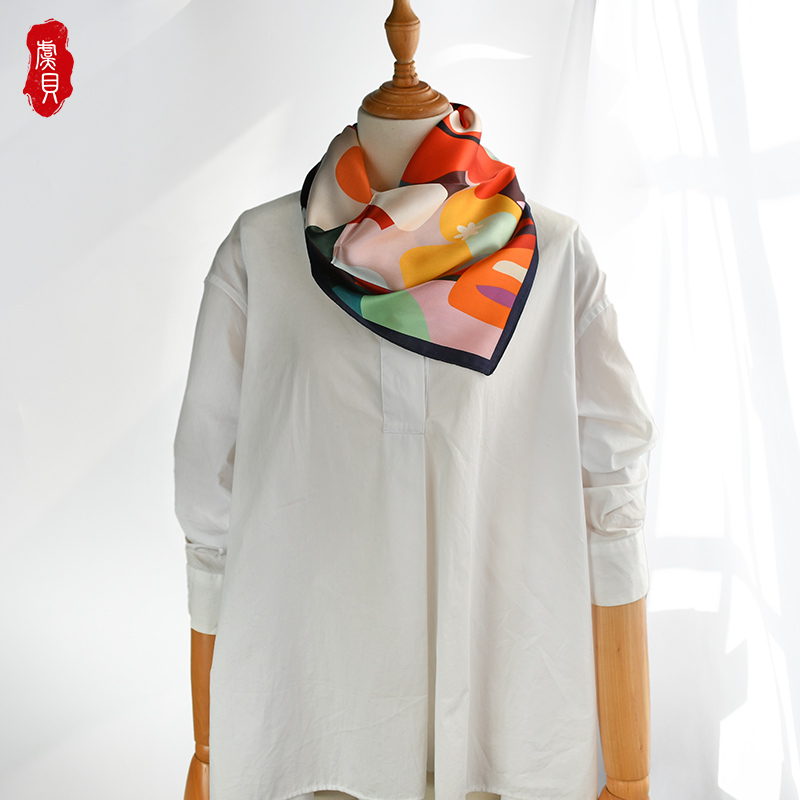 Petit foulard rétro en soie naturelle pour femmes, imprimé fleur 100% soie véritable de haute qualité 50cm petit foulard carré cadeau de luxe pour dame