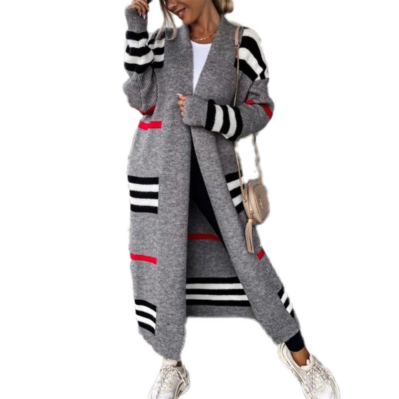 Cardigan Long imprimé pour femmes, vêtements d'automne et d'hiver, tricot, vêtements d'extérieur amples, pull doux, manteau, Streetwear, à la mode, nouvelle collection 2025
