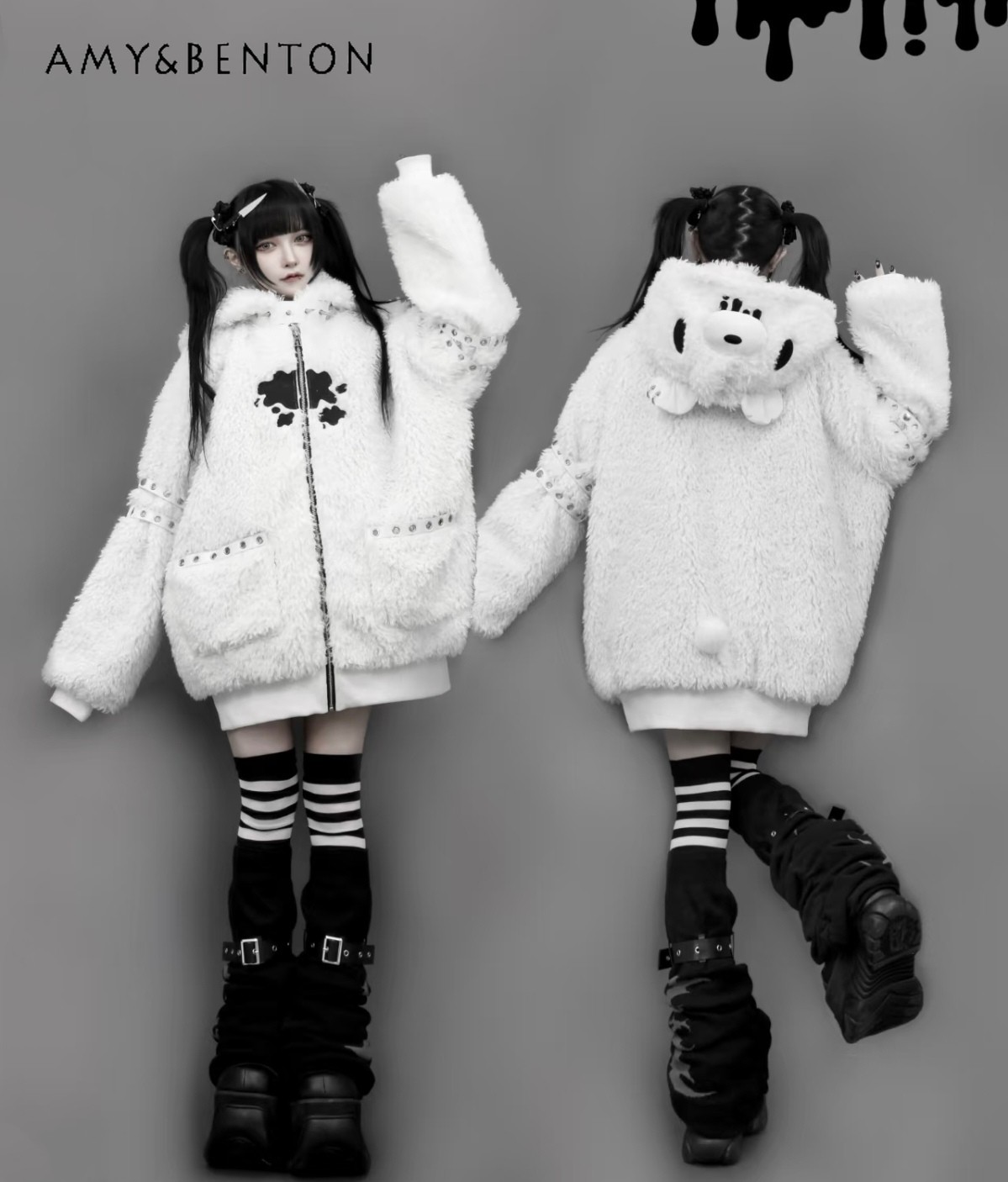 Manteau en peluche à capuche surdimensionné, mignon et kawaii, de style japonais, nouvelle collection automne-hiver 2026, subculture Y2k, pull en laine à fermeture éclair, doux et cool.