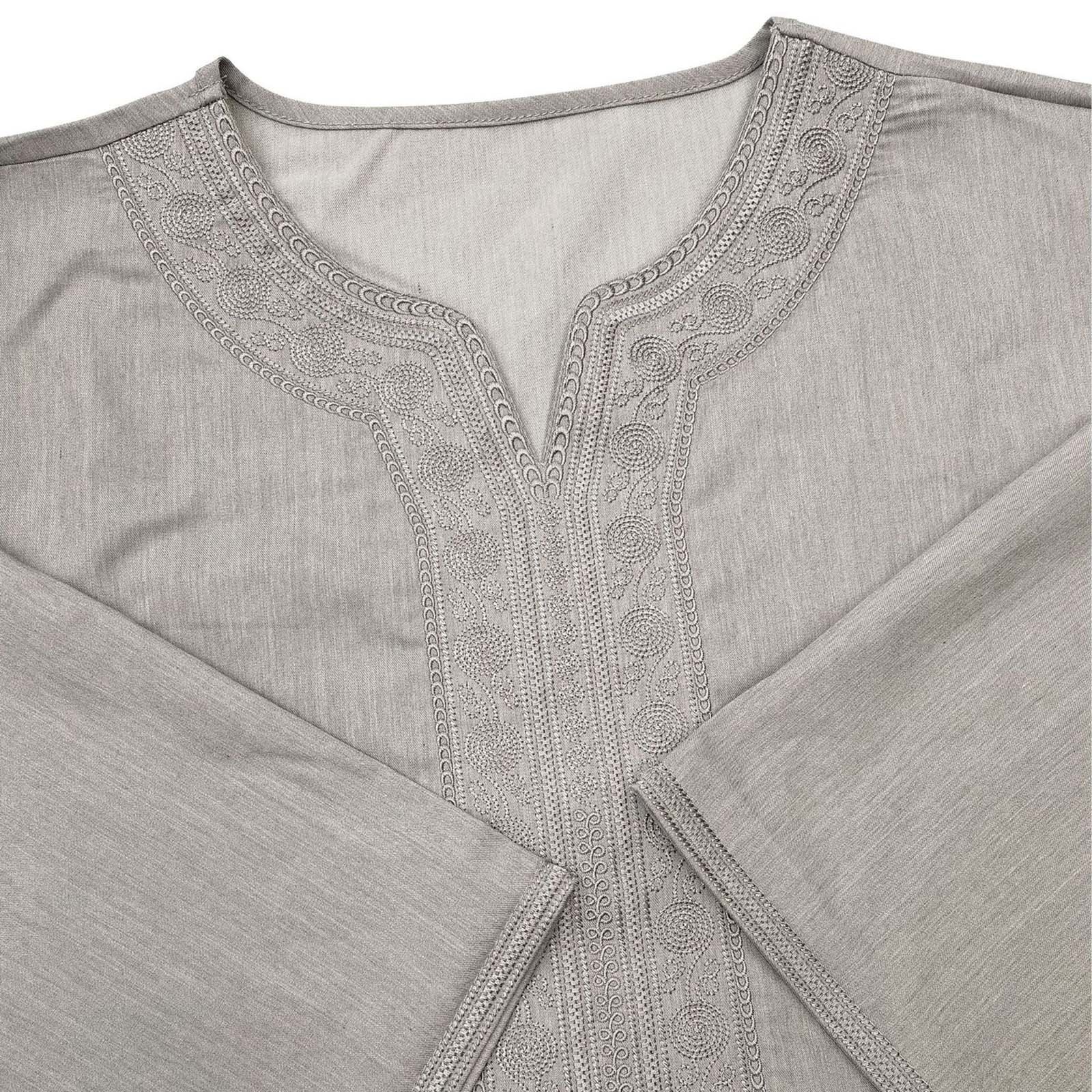 T-shirts de Style ethnique pour hommes, vêtements musulmans, bordure, manches mi-longues, Robe brodée, hauts d'entraînement National