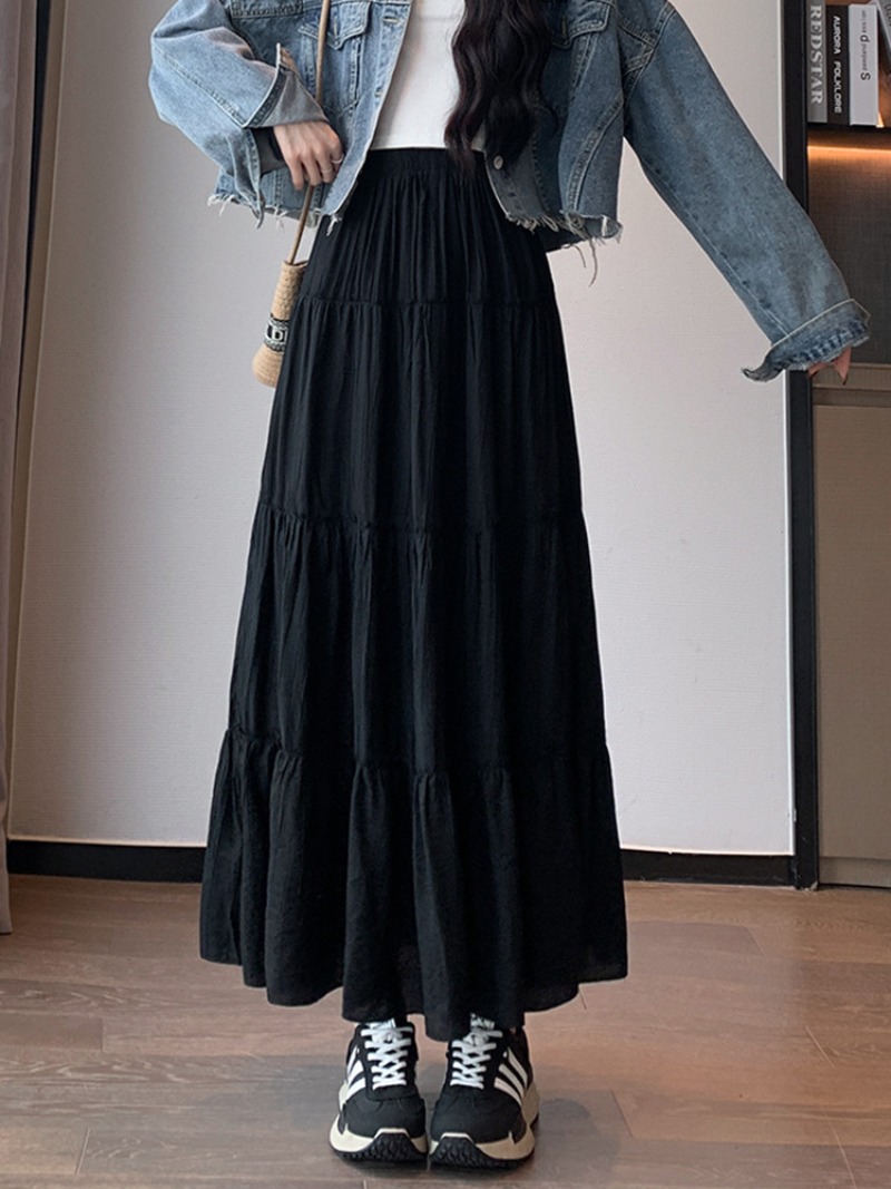 Jupes longues blanches élégantes à volants pour femmes, jupe maxi taille haute, jupe ample décontractée coréenne pour femme, printemps été
