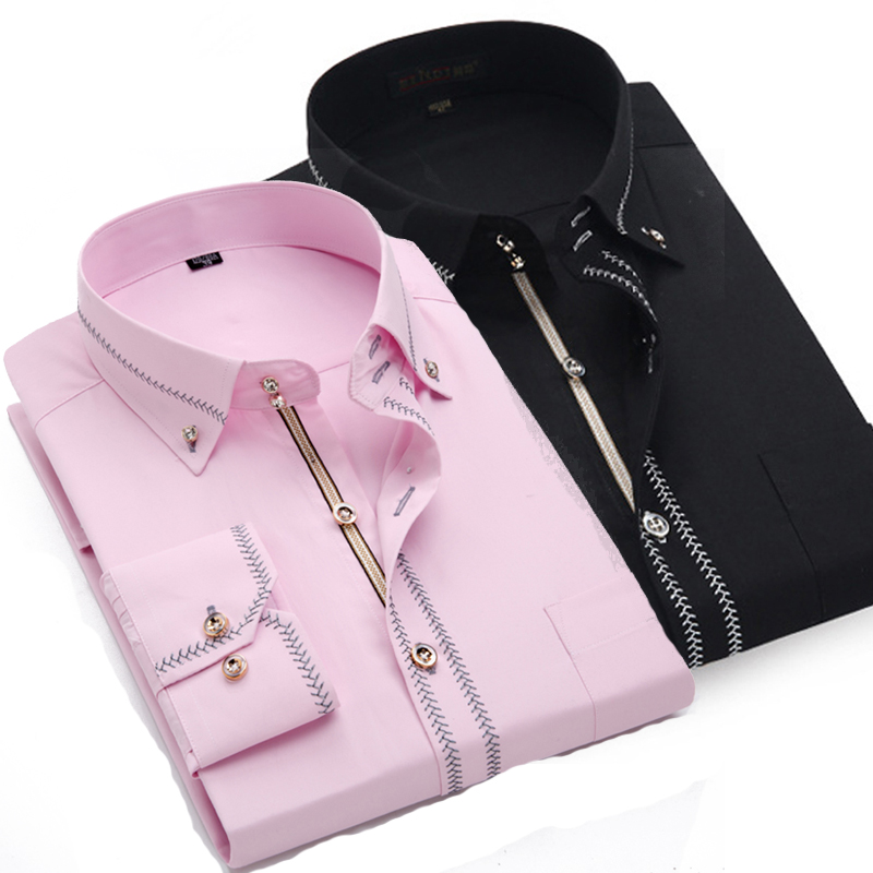Chemise habillée homme slim à manches longues, collection printemps/automne 2026, chemise décontractée d'affaires européenne, chemise de marié de haute qualité