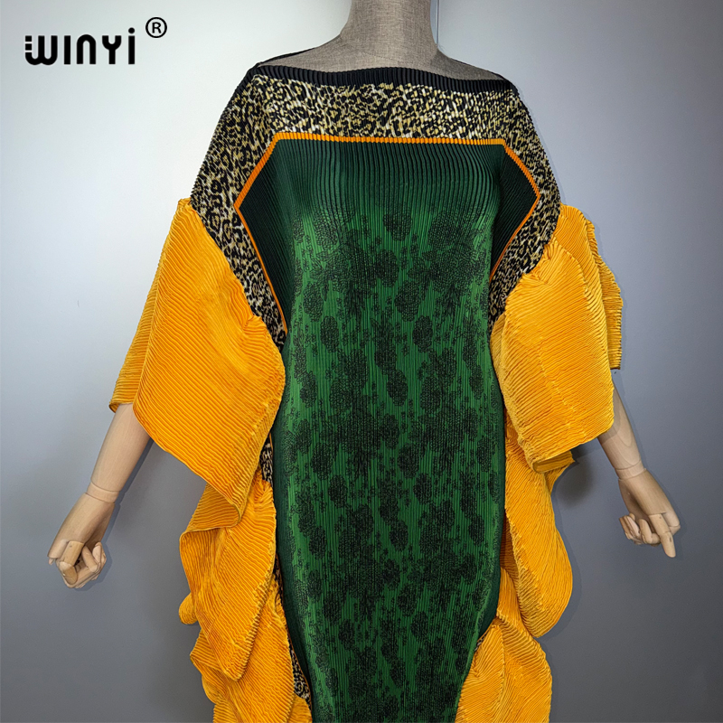 Robe plissée slim WINYI, kaftan de plage bohème élastique, abaya de vacances pour femmes musulmanes, tenue de soirée de luxe, style Dubaï