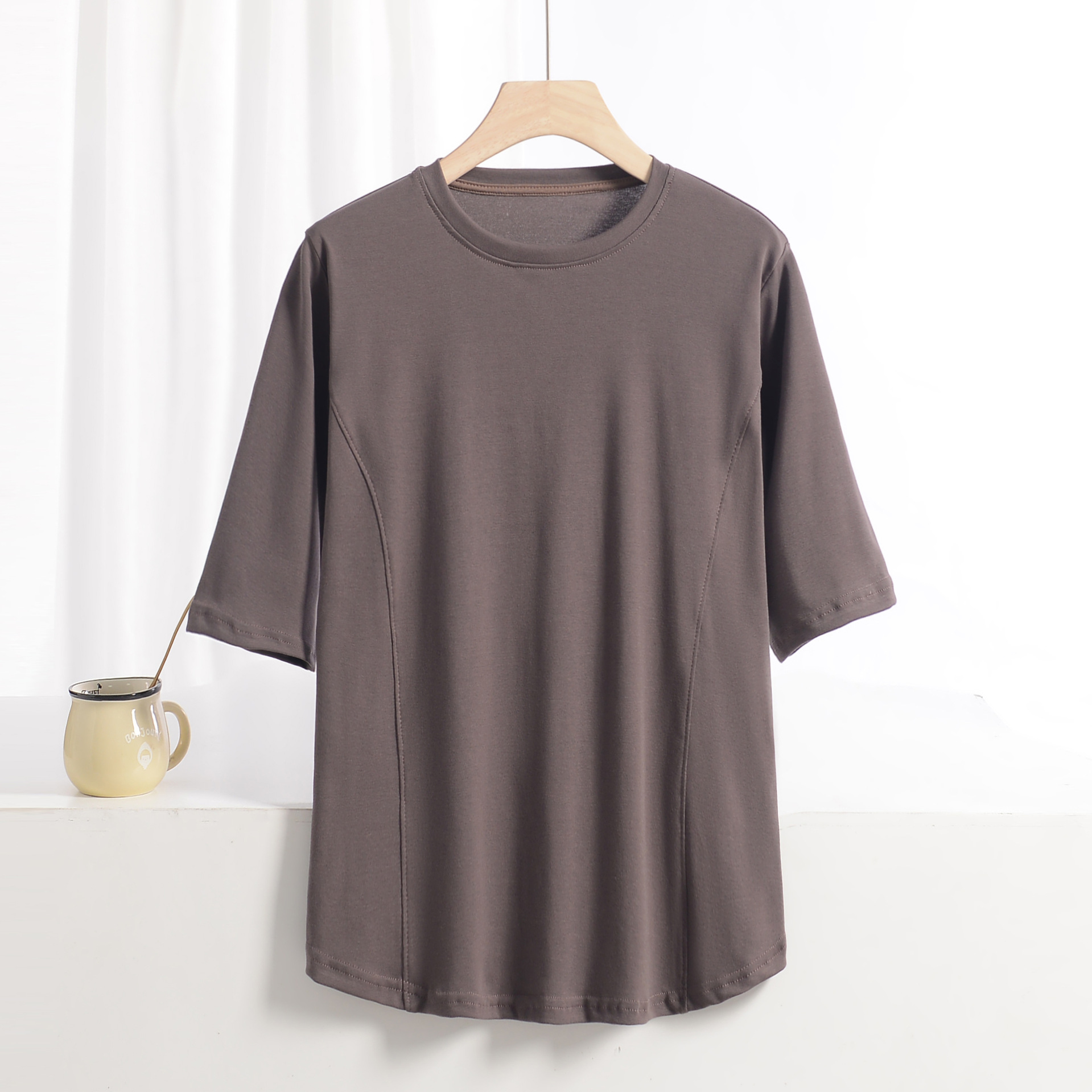XL à 8XL grande taille t-shirts col rond T-shirt basique femme couleur unie demi manches été simple T-shirt hauts t-shirts à fond tout tapis