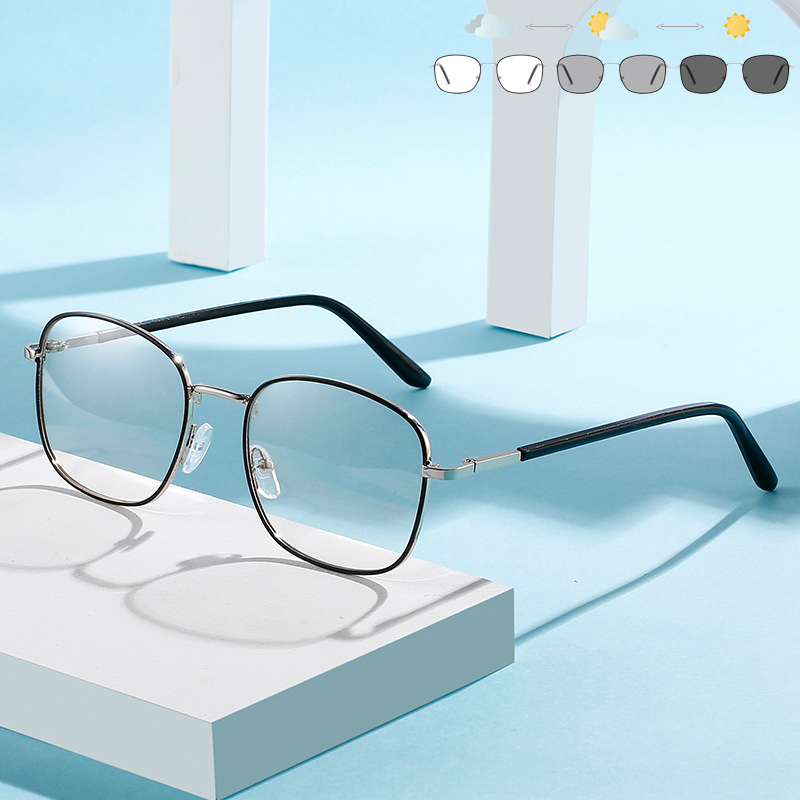 Lunettes carrées surdimensionnées anti-lumière bleue pour hommes et femmes, ultra légères, grandes lunettes photochromiques, lunettes de mode décoratives