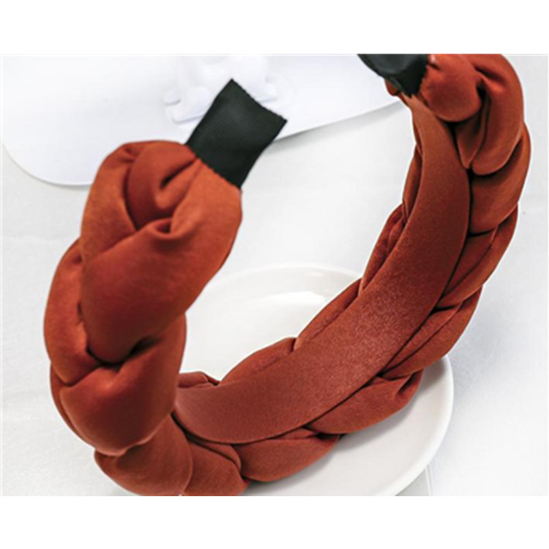 Bandeau à tresses épaisses pour femmes, serre-tête rembourré en tissu de soie solide pour adultes, large cerceau pour cheveux, ornement de coiffure, hiver/automne