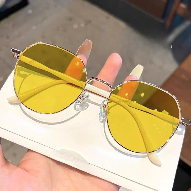 Lunettes de vision nocturne rondes en métal unisexe, anti-éblouissement pour la conduite de nuit, lunettes de vue à dioptrie négative, lunettes spécifiques pour conducteurs