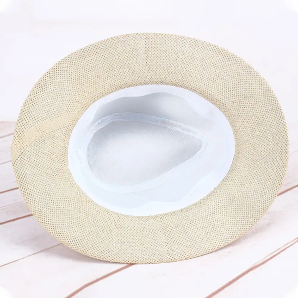 Chapeau de paille Panama pour homme, style cowboy, à large bord, pour la plage et l'été