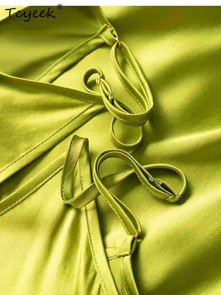Tcyeek Robe longue 100% Soie de Mûrier Naturelle 21MM, Robes d'été en Soie Véritable pour Femme 2026, Robes Élégantes, Vêtements pour Femme, Robe
