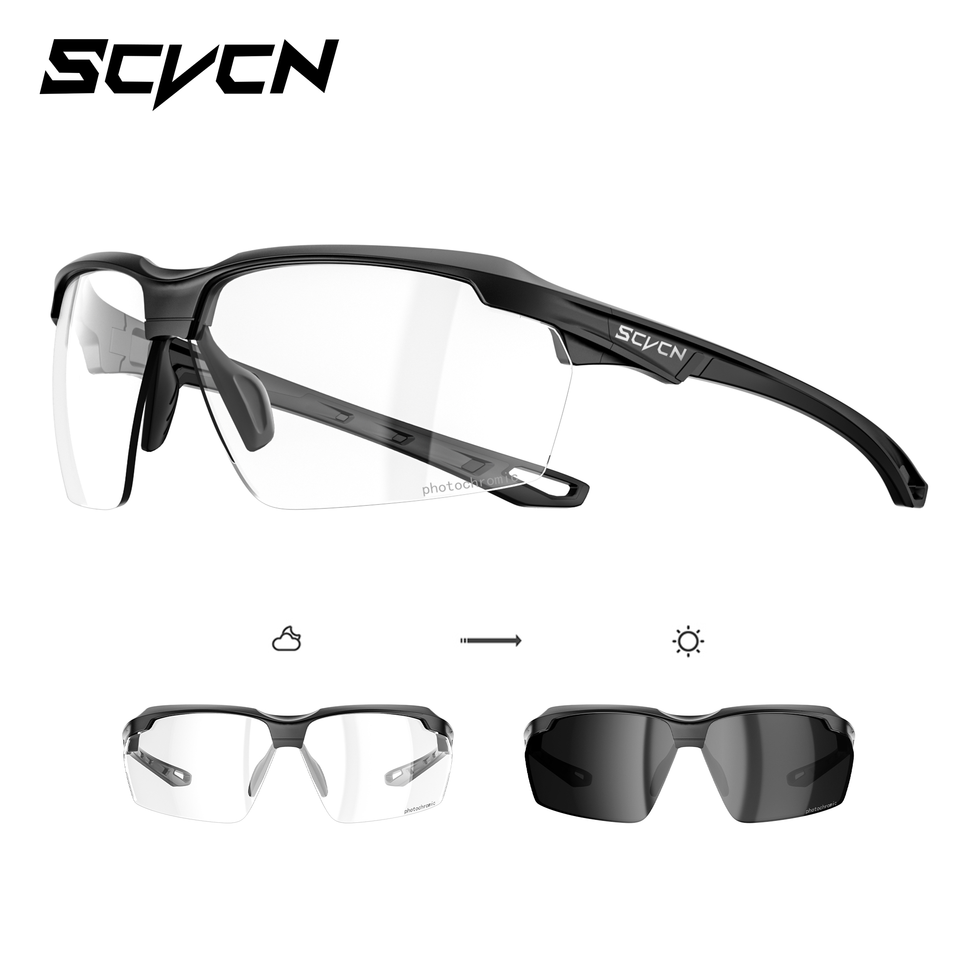 Lunettes de soleil sportives SCVCN pour hommes, lunettes de randonnée, lunettes de cyclisme, lunettes de vélo VTT, lunettes de sport UV400, chasse, conduite