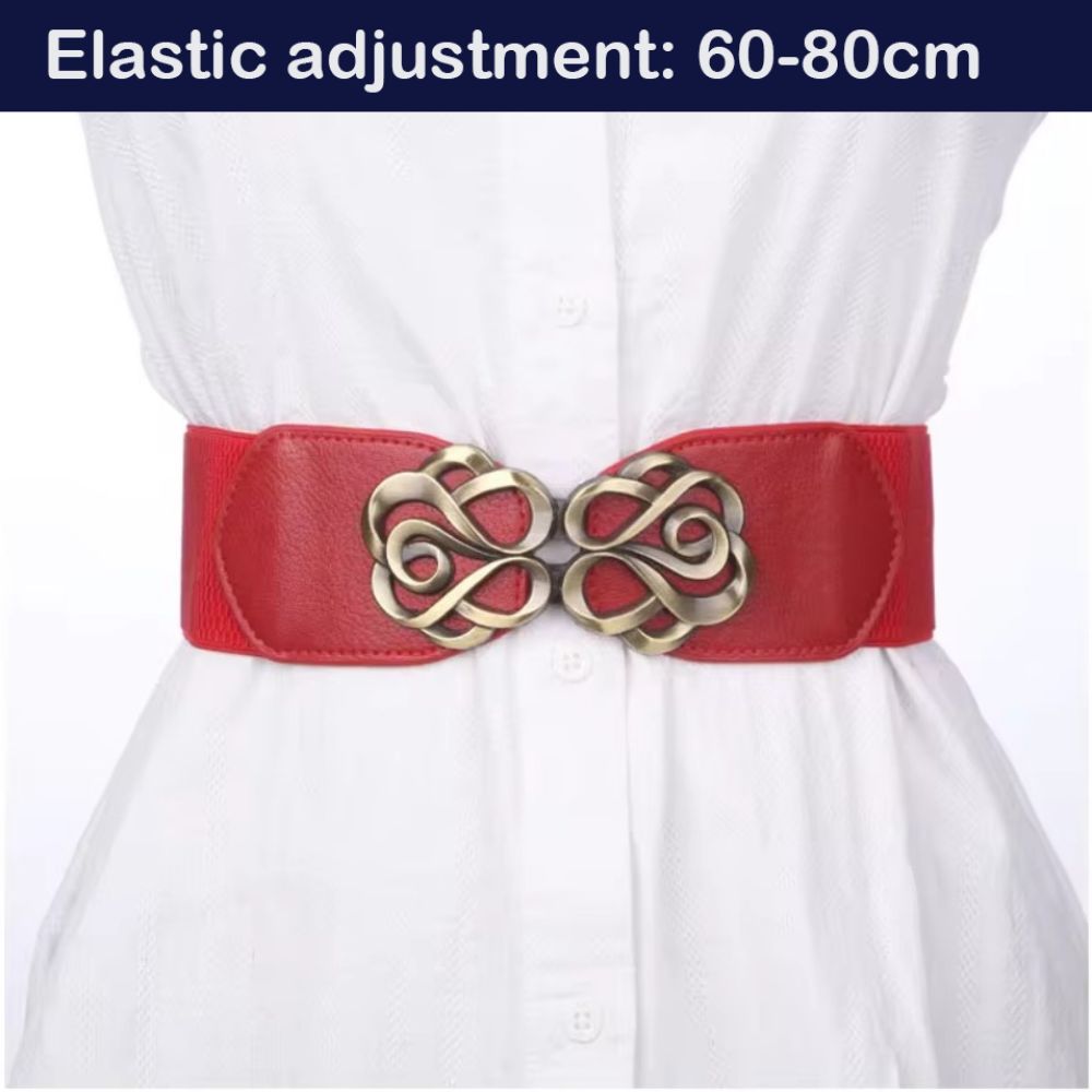 Ceinture en cuir de haute qualité pour femme, 60-80cm, pour robe, élastique, laiton, rétro, structure, pardessus, bande étirée, durable